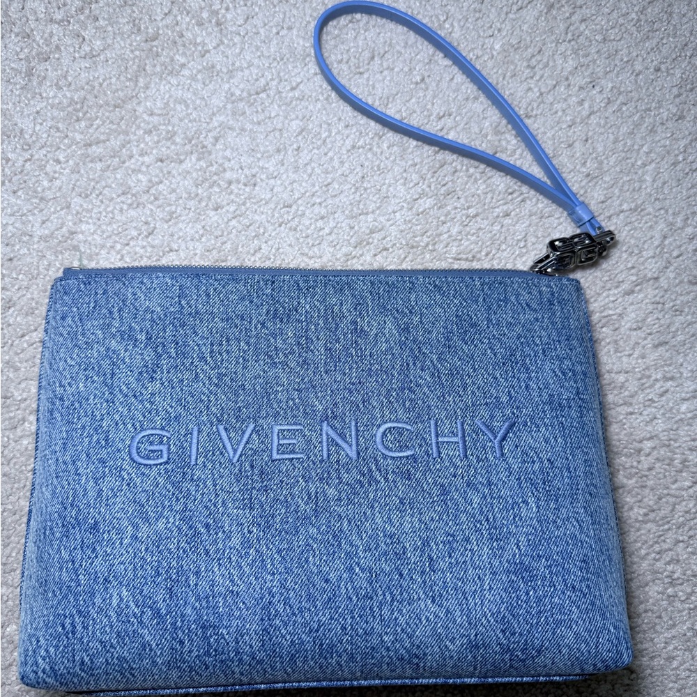 Givenchy Blue Denim Clutch with Wristlet
